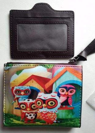Новый модный короткий кошелек сова совы 3d компактный кошелек на кнопке8 фото