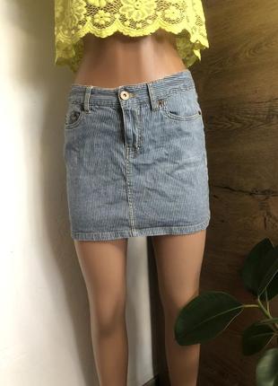 Юбка h&m джинсовая / полосатая/короткая