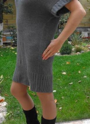 Тяжёлое  платье крупной вязки с воротником хомут3 фото