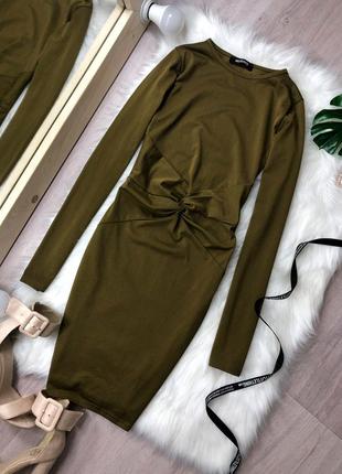 🌿платье хаки по фигуре с интересным узлом на талии missguided2 фото