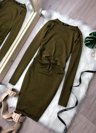 🌿плаття хакі по фігурі з цікавим вузлом на талії missguided1 фото