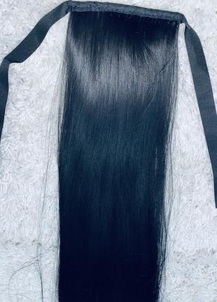 Шиньон длинный прямой хвост,парик,волосы новый чёрного цвета6 фото