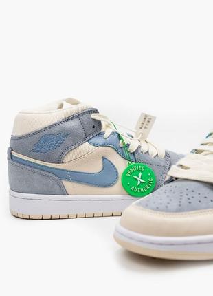 Женские кроссовки air jordan 1 mid se sail light blue6 фото