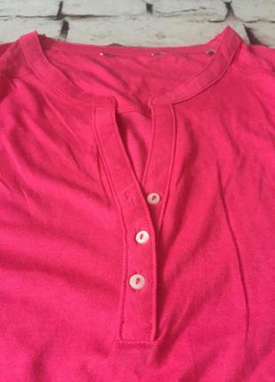 Яскрава блуза рожева поло планка блузка нарядна3 фото