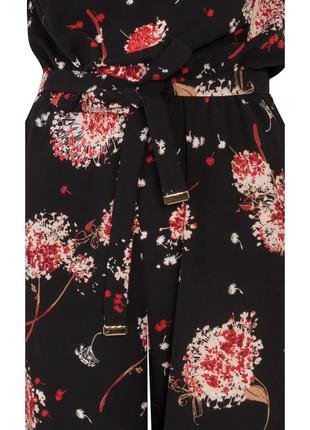 Комбинезон с молнией поясом цветочным принтом женский летний яркий zaps dijala 004 черный5 фото