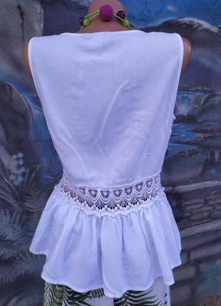 Белоснежная летняя блуза баска2 фото