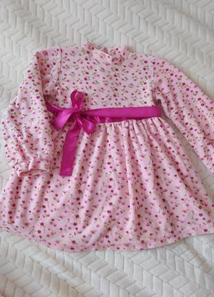 Платье вельветовое розовое нарядное 1,5-2,5 года2 фото