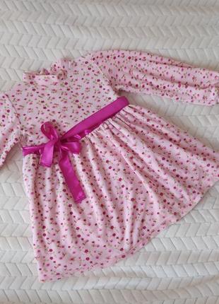 Платье вельветовое розовое нарядное 1,5-2,5 года3 фото