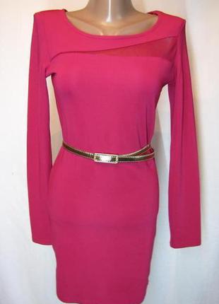 Платье мини малиновый шик с прозрачной вставкой