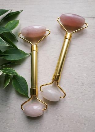 Роллер  для лица из натурального камня (розовый кварц), массажер для лица