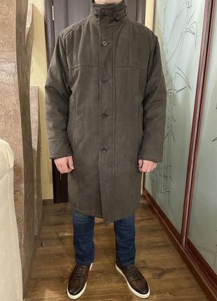 Мужской утеплённый плащ пальто иск.замша темно-коричневый bugatti оригинал l1 фото