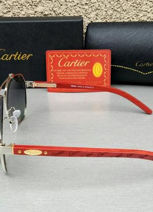 Очки в стиле cartier капли мужские солнцезащитные черные в серебре поляризированые3 фото