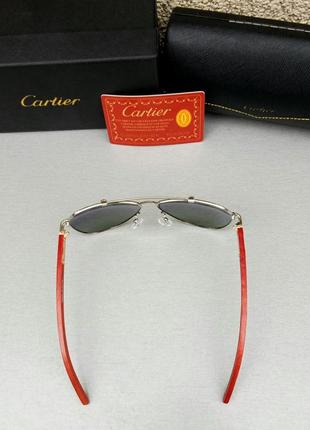 Очки в стиле cartier капли мужские солнцезащитные черные в серебре поляризированые4 фото