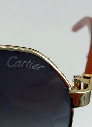 Очки в стиле cartier капли мужские солнцезащитные черные в серебре поляризированые9 фото