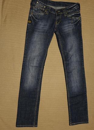 Прямые темно-голубые х/б джинсы - бедровки g-star raw голландия 28/32 р.