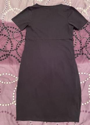 Платье чёрное для беременных классика миди короткий рукав5 фото