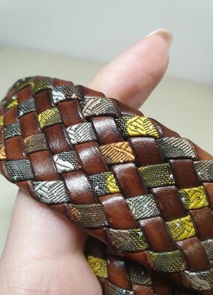 Плетений шкіряний ремены felline з натуральної шкіри і кольоровий канви.3 фото