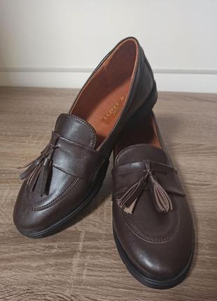 Туфли лоферы с натуральной кожи цвета горячий шоколад 🔥2 фото