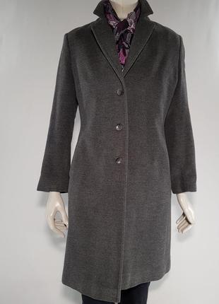 Пальто женское серое шерсть с ангорой классическое (германия). размер: 36 (s).2 фото