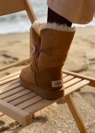 ❄️ ugg bailey brown❄️угги женские с пуговицей, зима мех, коричневые, угги женккие с пуговикой3 фото