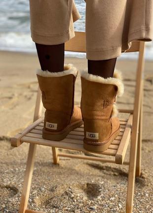 ❄️ ugg bailey brown❄️угги женские с пуговицей, зима мех, коричневые, угги женккие с пуговикой5 фото