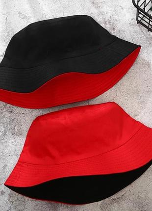 Панама двухсторонняя, унисекс красная черная