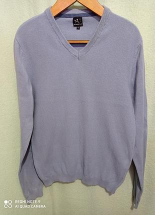Р9. хлопковый серебристо-голубой пуловер хлопок 100 straight up бавовна бавовняний бавовна