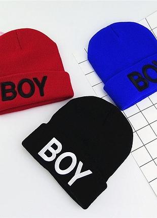 Весенняя шапка boy на мальчика (синяя, красная)