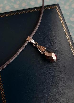 Чокер кулон подвеска капля на шнуре ожерелье бижутерия hand made