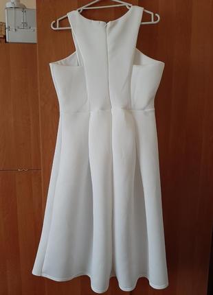 Белое айвори платье  миди праздничное свадебное boohoo ivory4 фото