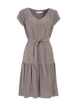 Платье до колена с поясом короткий рукав весеннее летнее zaps agda 021 темно-серое люрекс4 фото