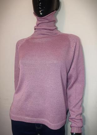 Бузковий вовняний светр реглан7 фото