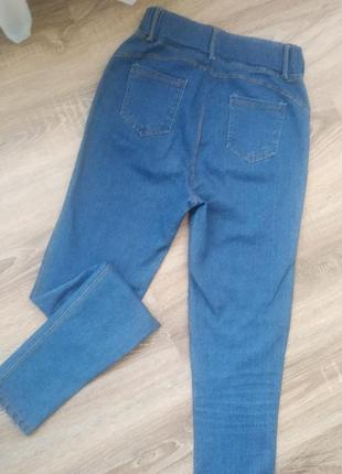 Джеггинсы с высокой посадкой,джинсы американки на резинке с рваностями,джинсовые лосины с порезами2 фото
