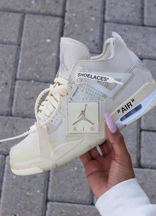 Женские off-white x nike air jordan 4 sp 'sail'2 фото