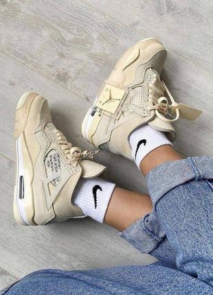 Женские off-white x nike air jordan 4 sp 'sail'7 фото