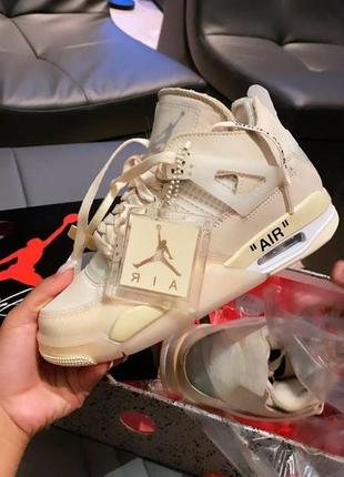 Женские off-white x nike air jordan 4 sp 'sail'9 фото