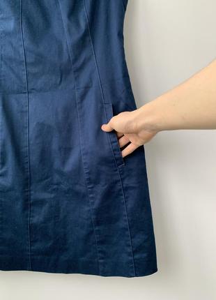 Брендовое платье футляр темно-синее классическое naf naf без рукавов офисный деловой3 фото