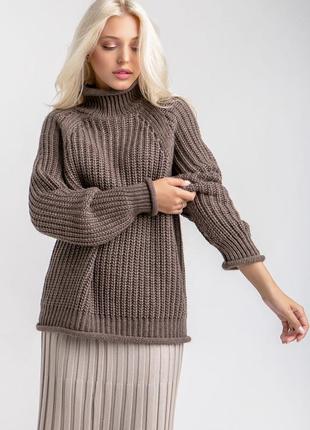 Полушерстяной свитер цвета какао5 фото