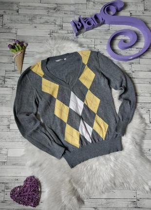 Пуловер женский серый ромбы1 фото
