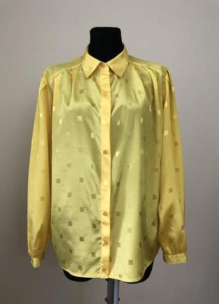 Винтаж блузка 50-52 желтая полиэстр пышный рукав