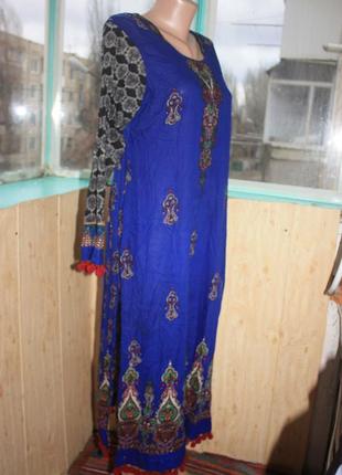 Индийское платье с разрезами сари стиль бохо этно5 фото