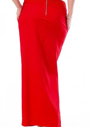 Льняная юбка peony брэнда красная, длинная юбка, на высокий рост2 фото