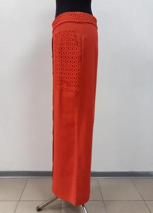 Льняная юбка peony брэнда красная, длинная юбка, на высокий рост3 фото