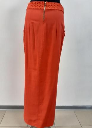 Льняная юбка peony брэнда красная, длинная юбка, на высокий рост5 фото