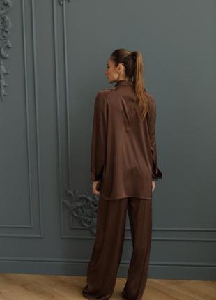 Костюм: блузка + штани в шоколадному кольорі5 фото