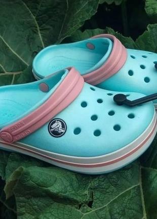 Crocs kids crocband ice blue/white дитячі кпоксы крокбенд 24-34 рр