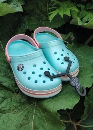 Crocs kids crocband ice blue/white детские кпоксы крокбэнд 24-34 гг.3 фото