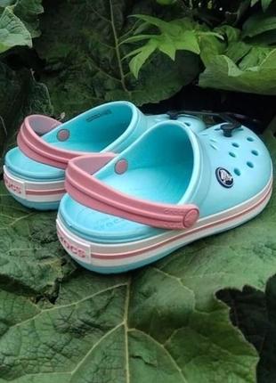 Детские кроксы crocs kids crocband ice blue/white 24-34 рр4 фото