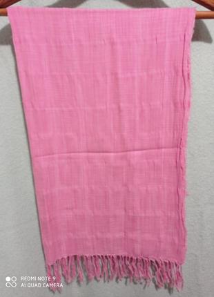 Ро1. хлопковый нежно розовый шарф палантин шаль накидка в клетку хлопок 100 бавовна бавовняний2 фото