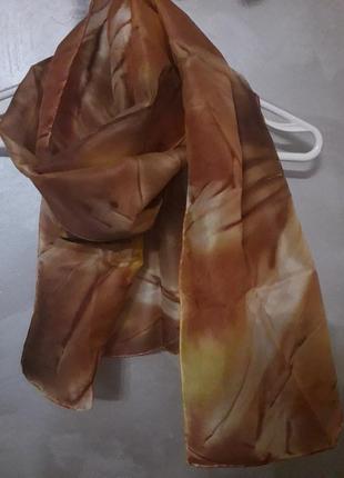 Коричневый шелковый шарф шаль ideen in stoff шов роуль6 фото